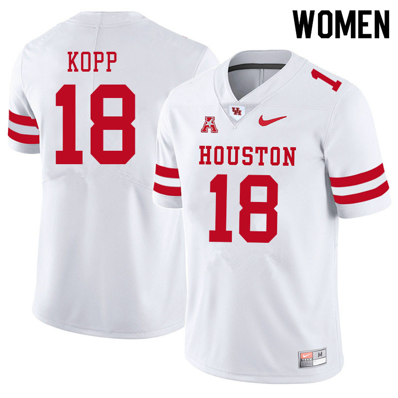 Women #18 Maddox Kopp Houston Cougars College Football Jerseys Sale-White